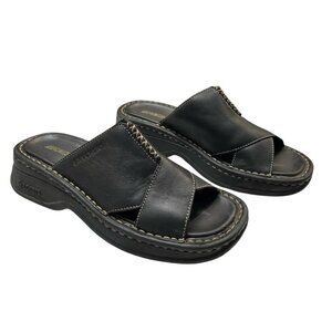 Skechers Y2K Sandal Womens 7 Black Leather Platform Chunky Slip On Square Toe